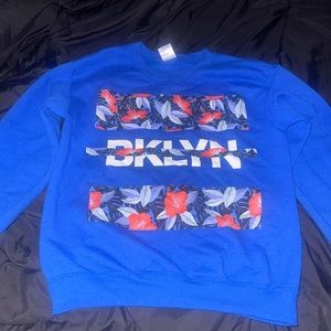 Men “BKLYN” stylish sweater color Blue size M